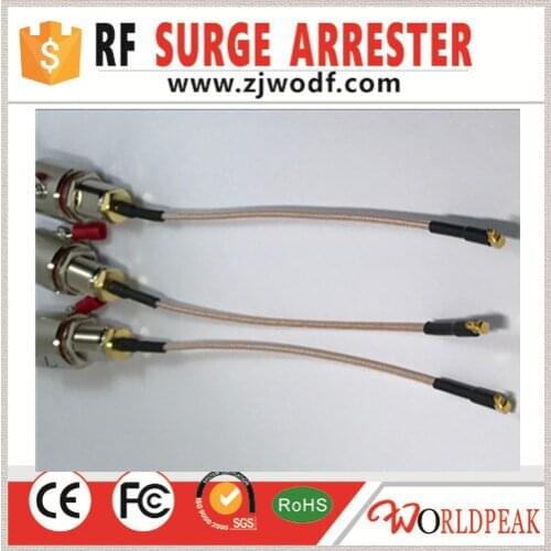 Free shipping 2pcs N jack to N jack bulkhead lightning arrester to mmcx plug for rg316 cable 18cm jumper cable assembly