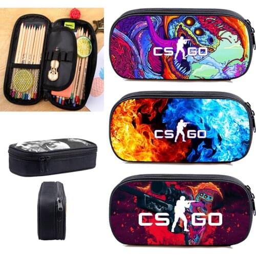 3D Anime CSGO Pencil Case Teenager Makeup Cases Pencil Counter Strike Cosmetic Box Shooting Games Zipper Storage School Supplies