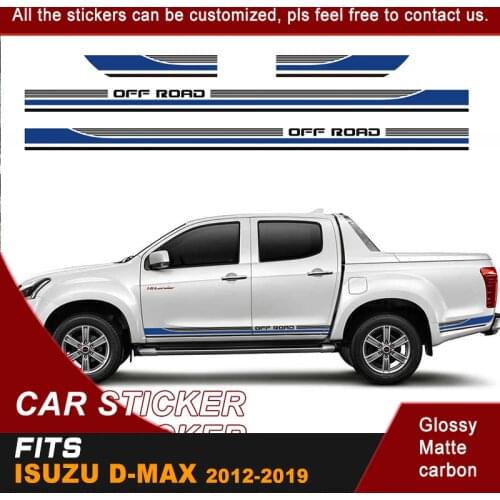 D-max stripe side door graphic Vinyl racing car sticker for isuzu d-max CABINE CREW 4X4 2012-2018
