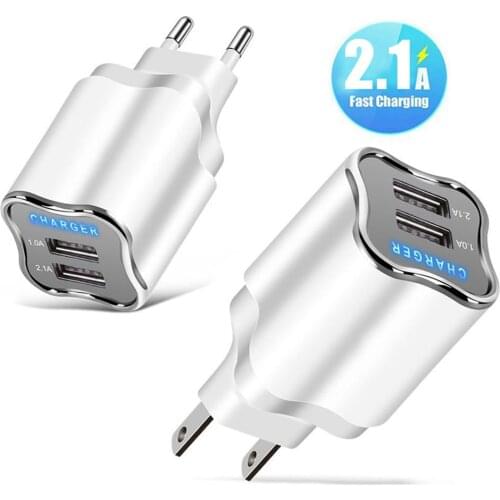 Travel Portable 5V 2.1A Dual USB Ports Charger Power Adapter for iPhone Sam-sung