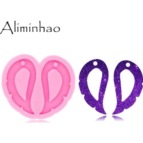DY0499 L/M/S Shiny Feather Silicone DIY Epoxy Earrings Molds Fashion Jewelry Resin Craft Mould