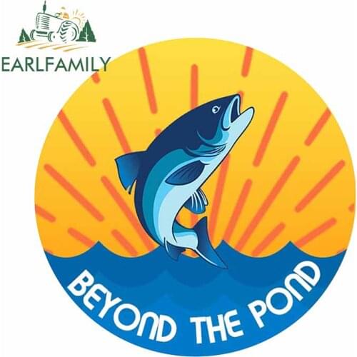 EARLFAMILY 13cm x 13cm for Beyond The Pond Fish Wave Occlusion Scratch Windows Car Sticker Waterproof Decal for Anime Motorcycle