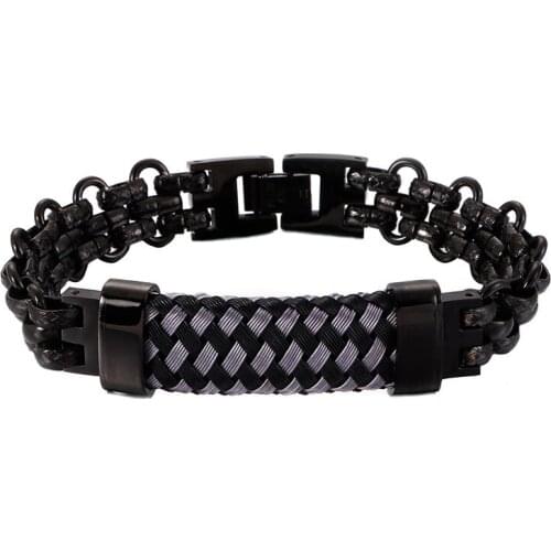 European and American popular retro titanium steel mens bracelet personality curved brand trend stainless steel jewelry