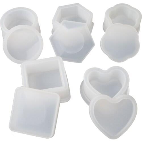 5 Pcs Box Resin Molds with lids Silicone Molds for DIY Craft Making Storing Earrings, Rings, Coins, Keys Ashtray