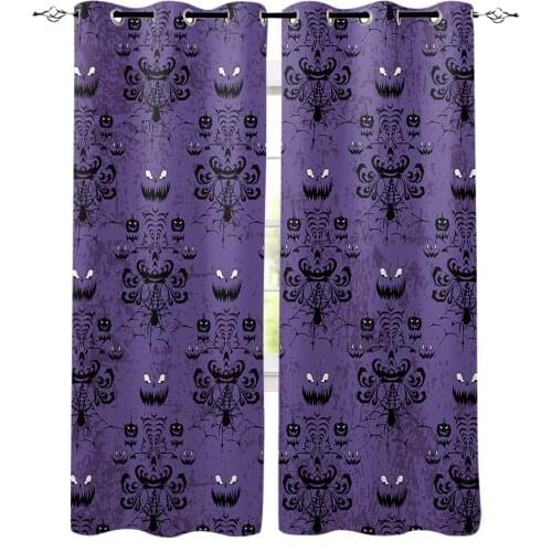 Halloween Grimace Pumpkin Ghost Blackout Curtains For Living Room Bedroom Printed Window Treatment Drapes Home Decor