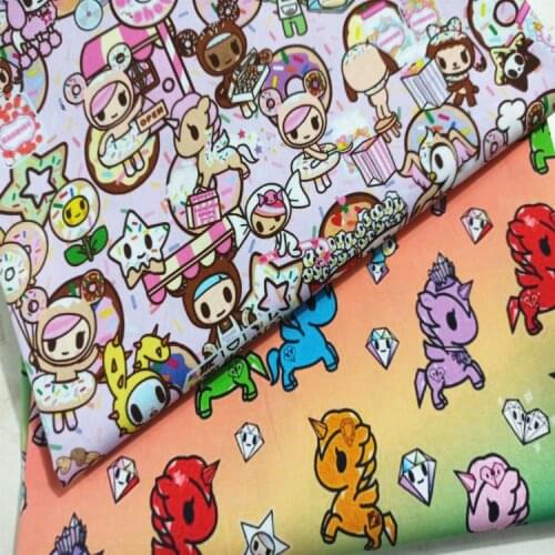 145cm Width Cartoon Unicorn/Donuts/Star Print Cotton Fabric For Girl Clothes Hometextile Cushion Cover Backpacks Curtain DIY