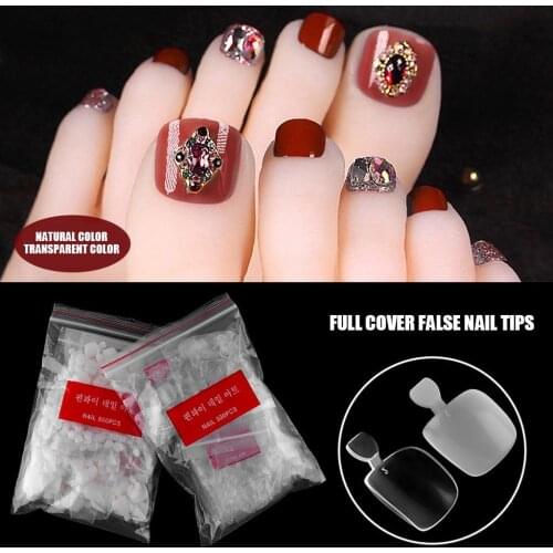 Artificial Fake Toes Nails Sticker 500 Pcs Natural Acrylic False Toe Nails Tips Manicure Tool Jul#03