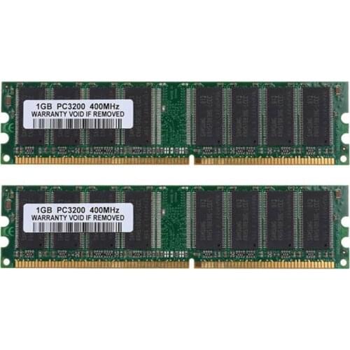 2 Pieces of 1GB DDR1-400MHz PC Desktop Memory PC1-3200 184Pin Non-Ecc DIMM Ram