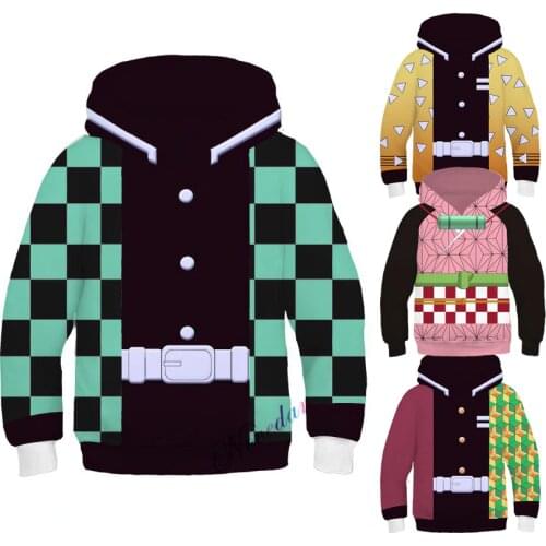 Anime Cosplay Demon Slayer Kimetsu no Yaiba Cosplay Kamado Tanjirou Cosplay Costume Kimetsu no Yaiba Hoodie Kids Boy Girl