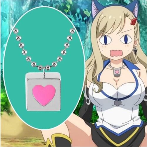 Anime Edens Zero Rebecca Bluegarden Cube Heart Shape Cosplay Metal Pendant Necklace Chain Anime Lovers Jewelry Accessories