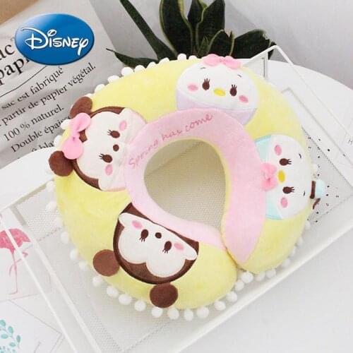Disney Cute Minnie Mickey Mouse Cartoon Tassel U-shaped Pillow Car Airplane Travel Neck Pillow Nap Pillow