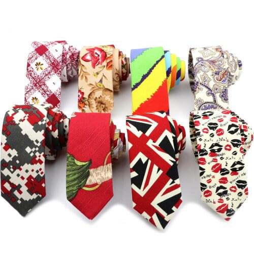 Mens Narrow Floral Linen Tie Colorful Cartoon Flower Striped 5cm Slim Casual Necktie Wedding Party Tuxedo Ties Fathers Gift