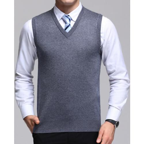 Thick winter V-neck wool vest men can not afford the ball solid color vest warm knit vest male
