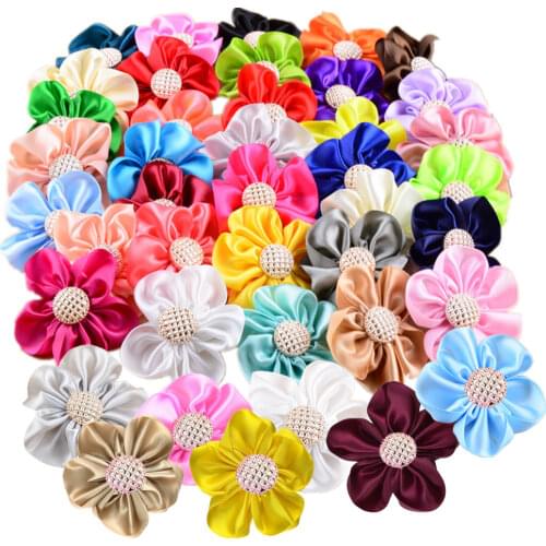 100pcs/lot wholesale DIY Hair clothing Accessories head made ribbon flowers 1.8inch 34 colors for choose freeshipping TH26
