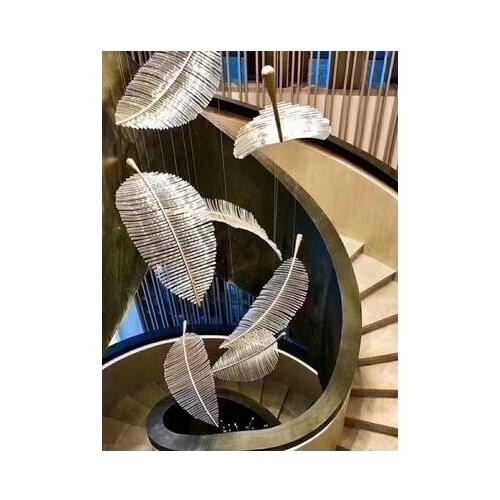 Hotel customized non-standard shopping mall sales office sand table duplex building villa corridor feather leaf art chandelier