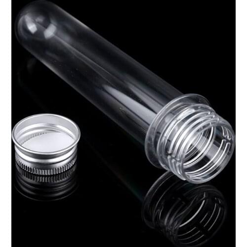 10Pcs/set 40ml Plastic Test Tubes Clear and Transparent Candy Storage Containers with Screw Caps