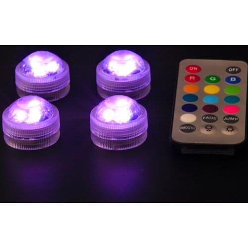 4*3 LEDs RGB Submersible Lamp with Remote Multi Color IP68 Waterproof Swimming Pool Light for Aquarium Pond Wedding Party