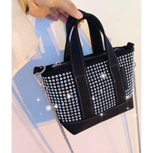 Luxury Designer womens handbag European new solid color diamond underarm bag fashion high quality chain females messenger bag