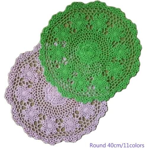 Luxury Round Lace cotton table place mat dining pad Cloth crochet placemat cup mug tablecloth tea coaster handmade doily kitchen