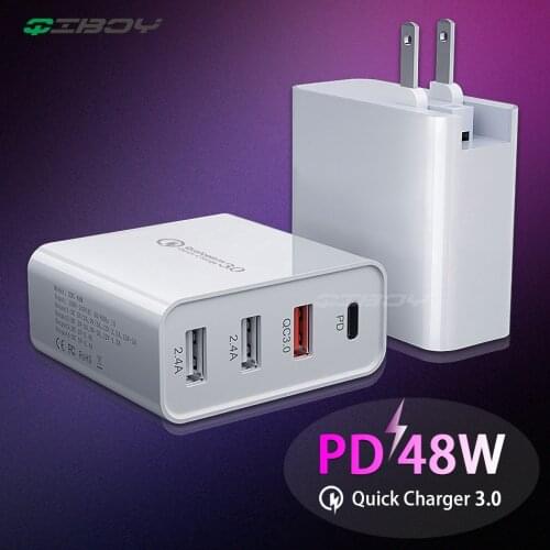 48W Quick Charger Type C USB PD Charger for Samsung iPhone 11 XS XR Huawei Xiaomi QC 3.0 Fast Wall Charger US EU UK Plug Adapter
