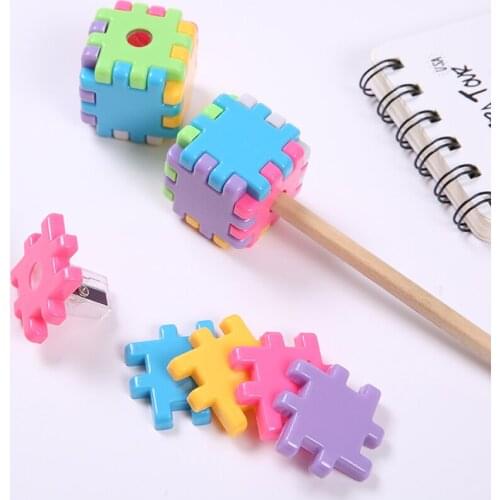 School Supplies Sharpener Cutter Knife Building Blocks Pencil Sharpener Creative Kawaii Detachable Stationery Student Prize Gift
