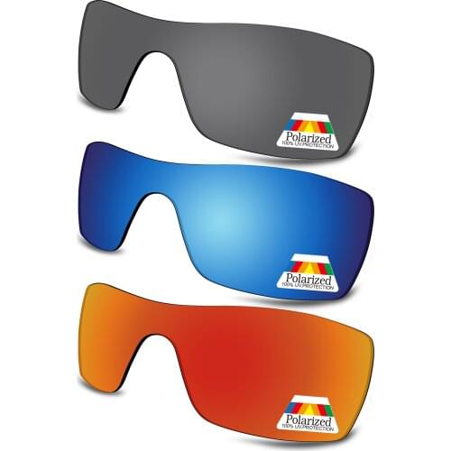 Bwake 3 Pairs Black & Blue & Fire Red Polarized Replacement Lenses for-Oakley Offshoot OO9190 Sunglasses Frame