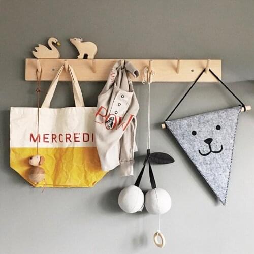 Nordic Style Solid Wood Hook Door Hanger Wall Hanging Rack Decorative Coat Key S
