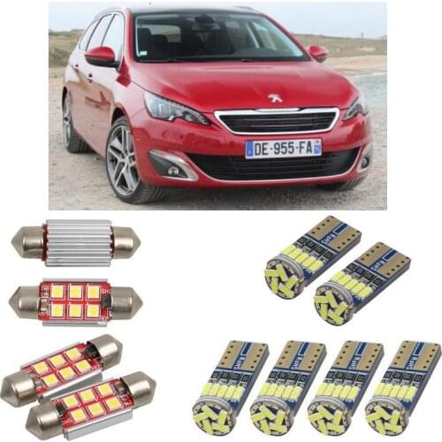 Interior led Car lights For peugeot 308 mk2 hatchback 308 sw mk2 estate car accessories boot light License Plate Light 10pc