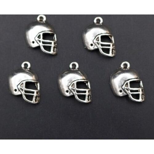 WKOUD 10pcs Silver Color American Football Mask Glamour Alloy Pendant For Bracelet Necklace DIY Popular jewelry Findings A803