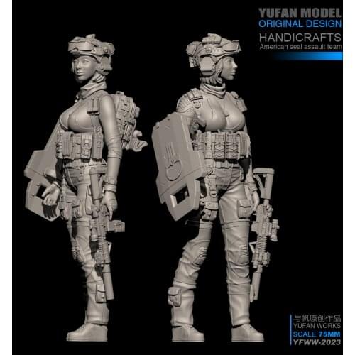 YUFan Model 1/24 Resin Kits Modern female soldier resin soldier self-assembled (75mm) YFWW-2023