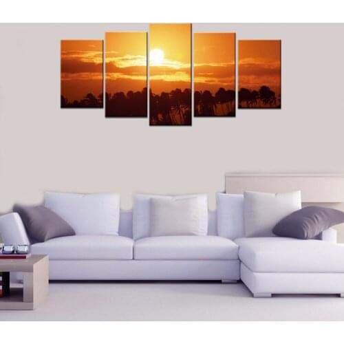 Sunset Scenery Modern Giclee Canvas Print Artwork Abstract Landscape Pictures on Canvas Wall Art For Living Decoration Unframed
