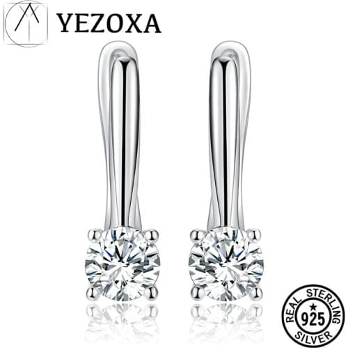 925 Sterling Silver Earrings For Women Solitaire Wedding Engagement Anniversary Clear Zircon Clip Earrings Fine Jewelry