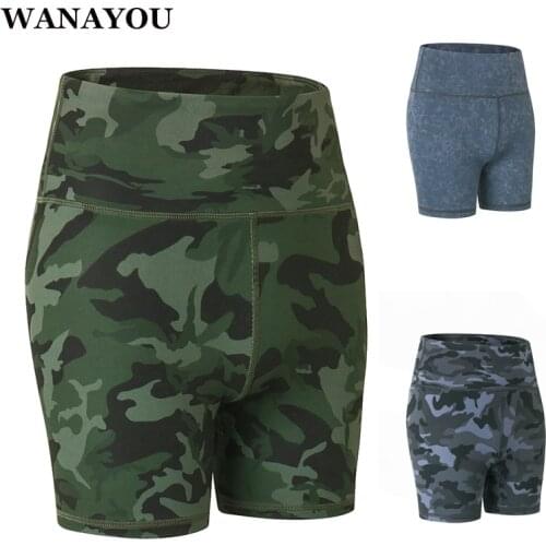 WANAYOU Women High Waist Yoga Shorts,Hip-up Tight Elastic Fitness Butt Lifting Leggings,Printing Jogging Running Yoga Short Pant