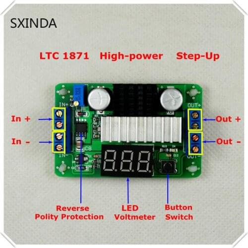 10piece LTC1871 DC-DC Boost converter Adjustable Step-Up High Power Supply Module Red LED Voltage meter/ Button Switch