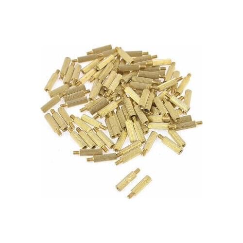 100 Pcs Male Female PCB Ordinary Brass Pillars Standoff Spacers M2x12mmx15mm