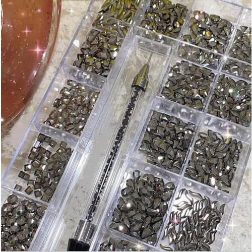 1000Pcs Rhinestones for Nails, Crystals AB Nail Art Rhinestones Nail Diamonds Nail Gems/Rhinestones, Flat Back Glass Nail Jewels