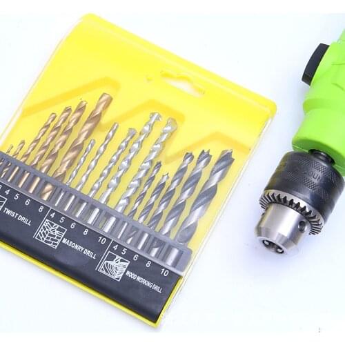 16PCS Mix Drill Bits Set with HSS Titanium Twist Drills to Metal, Wood Drills, HSS Rock Concrete Drill Set