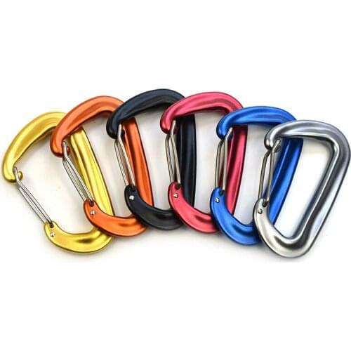 2pcs 12 kN Aluminum Alloy D Shaped Wire Gate Carabiners Heavy Duty Clip Spring Snap Buckle Hammock Dog Leash Keychain Camping