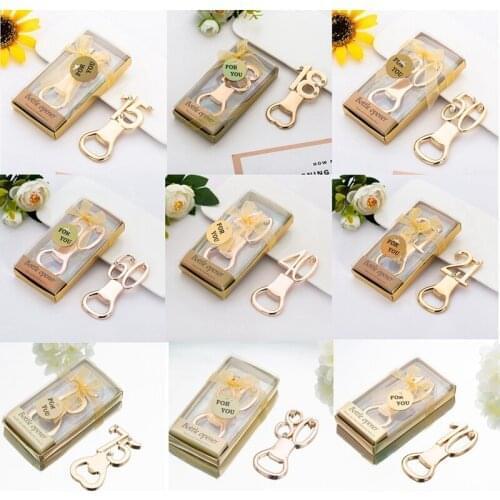 20pcs / lot) Gold color Digital Beer Opener Wedding Birthday Party Giveaway Gift For Guest