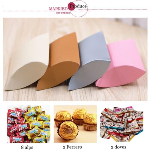 50/100 Pieces of Wedding Candy Box Bag New Craft Paper Pillow Shape Wedding Hi Gift Box Pie Party Box Kraft Paper Box