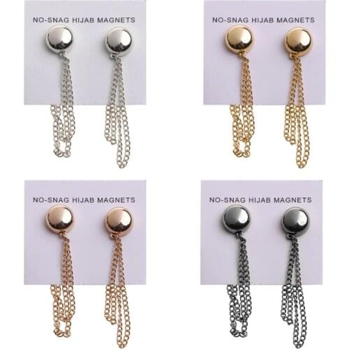 2 Pcs Magnet Buckle Female Muslim Strong Magnetic Brooch Fixed Buckle Anti-glare Buckle Creative Chain Brooch Jewelry