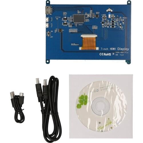 7 inch Capacitive Touch Screen HD Multi-media Interface Monitor 1024x600 HD LCD Display Gaming Screen for Raspberry Pi 4B
