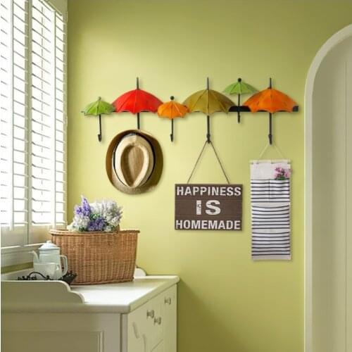 American Wrought Iron Umbrella Hook Wall Hanging Crafts Decoration Home Wall Hanger Wall Mural Ornaments Porch Coat Hook Decor
