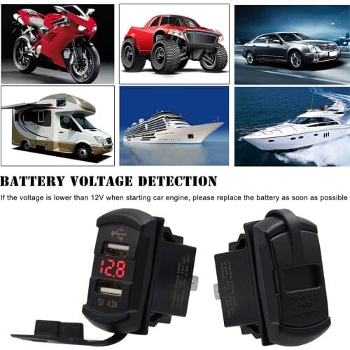 Car USB Charger with LED Light Voltmeter Rocker Style Dual USB Power Socket for Unique Parts Portable Car Ornaments