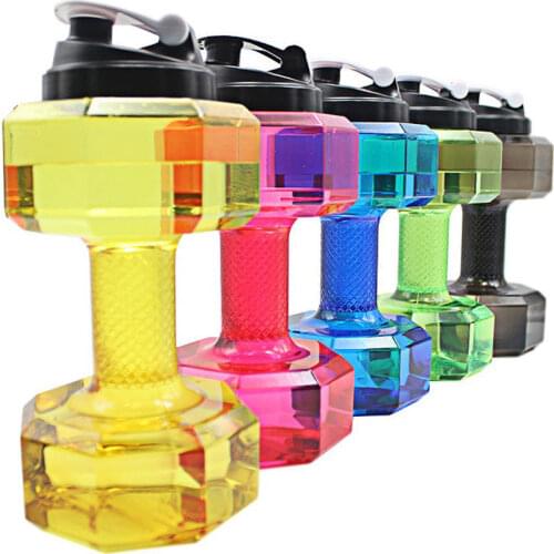 Large Water Bottle 2.2L Sport Plastic Dumbbell Shaped Sport Running Fitness Exercise Gym Shake Weight Fitness Equipment