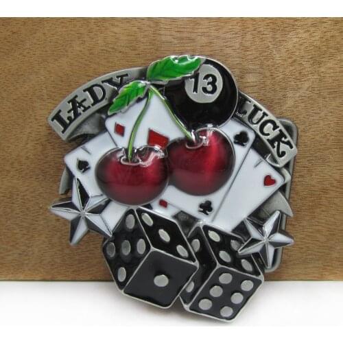 BuckleClub zinc alloy lady luck gamble playing cards belt buckle jeans gift cowboy belt buckle FP-02843 for men 4cm width loop