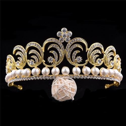 CC Crown Tiara Hairbands Headband Wedding Hair Accessories for Women Bridal Hairwear Queen Crowns Pearl Luxury Party Gift KC66
