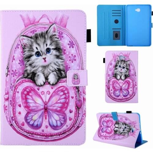 Wallet clip Funda Tablet Protective Case For Samsung Galaxy Tab A SM-T580 T585 10.1" Cartoon Sleep/Wake up Shell Stand Cover+Pen