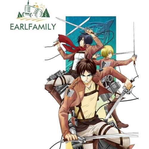 EARLFAMILY 13cm x 9.2cm Anime Car Stickers for Attack on Titan Poster Graphics Decals Car Laptop Window Decor Vinyl Car Wrap