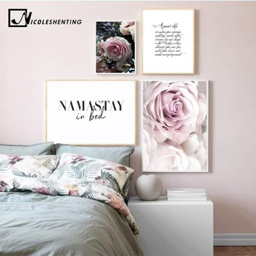 Elegant Flower Rose Scandinavian Poster Quotes Nordic Style Plant Wall Art Canvas Print Painting Botanical Decoration Picture